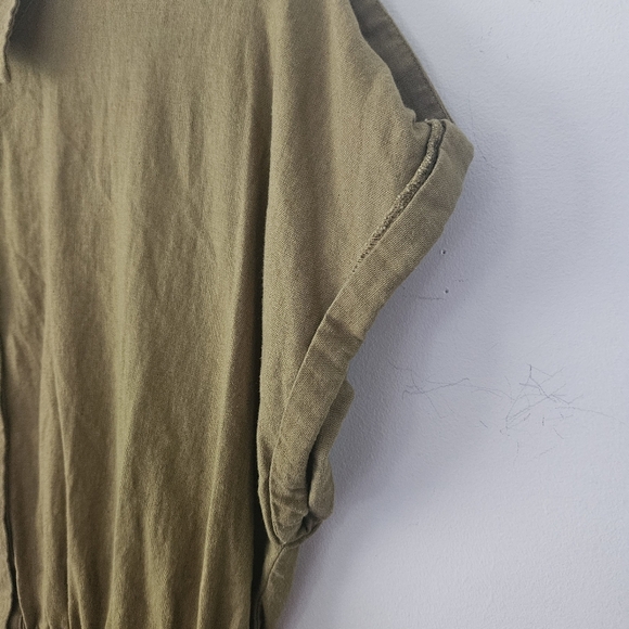 BB Dakota Olive Green Linen-Blend Short Sleeve Romper Size XL - Picture 8 of 12
